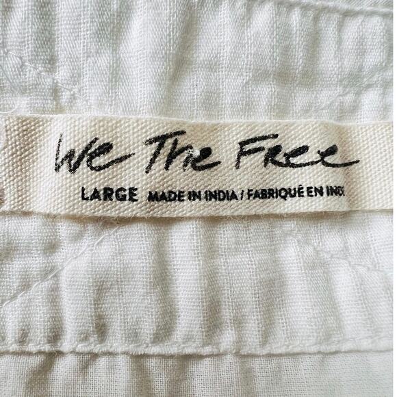 Free People Black Tie Tux Shirt Sz Large Long Sleeves 100 % Cotton Made in India - Picture 10 of 12